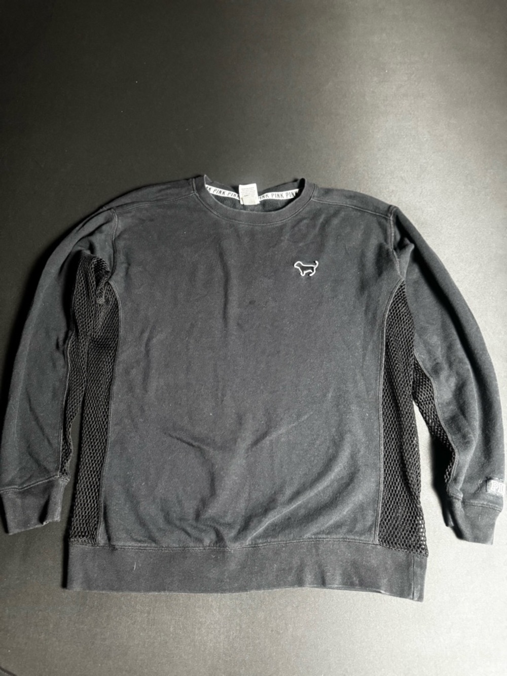 Victoria's Secret PINK Black Mesh Panel Sweatshirt Small Athleisure Y2K